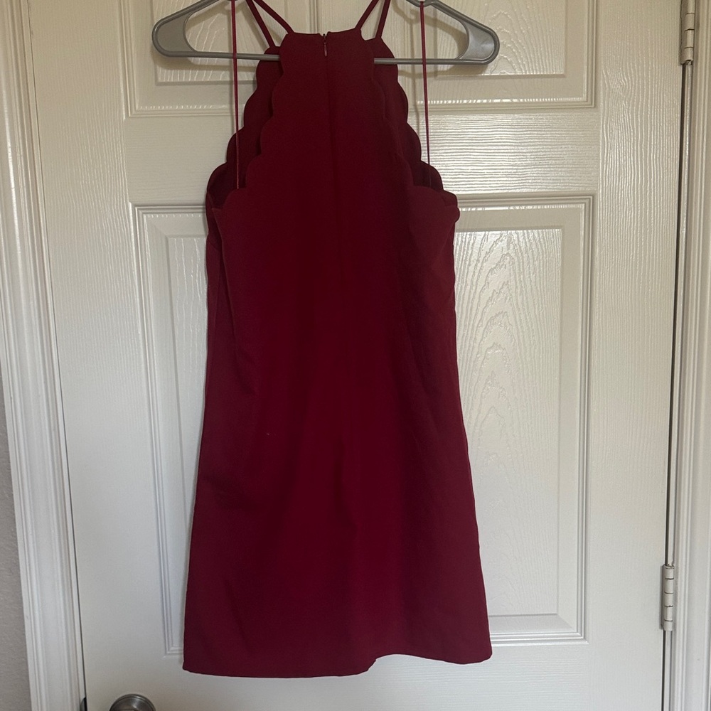 Lulu's Burgundy Scalloped Dress - Picture 3 of 3